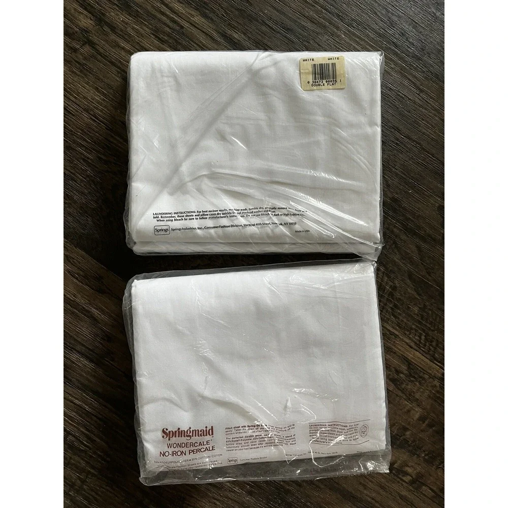 Vintage Springmaid Combed Percale Double Flat Sheet 81x96 White NIP Lot Of 2
